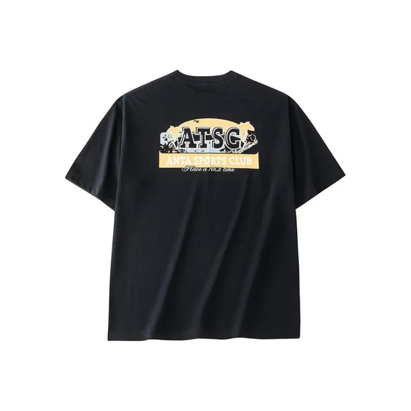Anta Life Collection Drop Shoulder Sleeve T Shirt Men's Basic Black-0