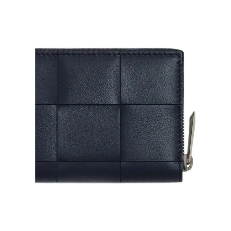 Bottega Veneta CASSETTE Calfskin Coin Purse Men's Space Blue & Russet-3
