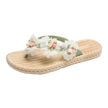 Ailise Sandal Slippers Green/Apricot/Black