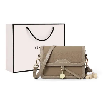 VINEY Cow Leather Shoulder Bag Crossbody Bag Small Square Bag Regular Women's Elephant Gray