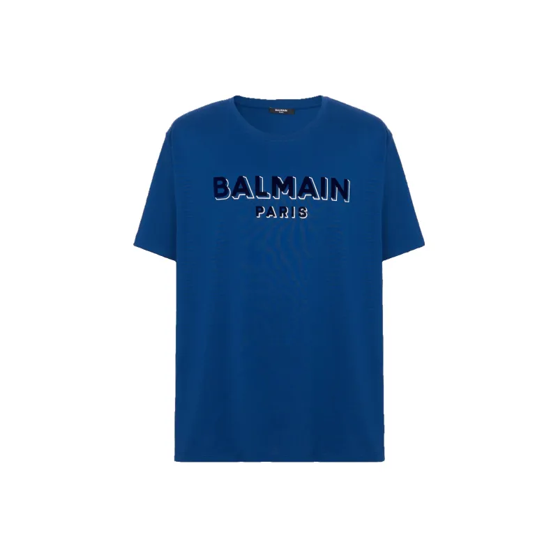 BALMAIN Metallic Flocked T Shirt-0