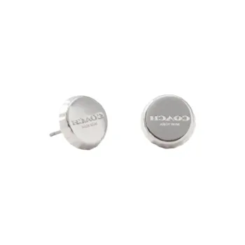 COACH Brass, Cubic Zircon, Titanium Post Stud Earrings Women's Silver