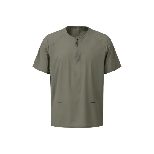 SALOMON UNI Trail Grit T Shirt Unisex Gray Khaki Color