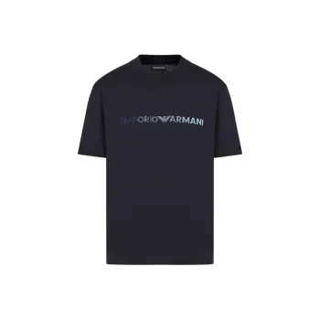 EMPORIO ARMANI Logo Embroidered Pima Jersey T Shirt