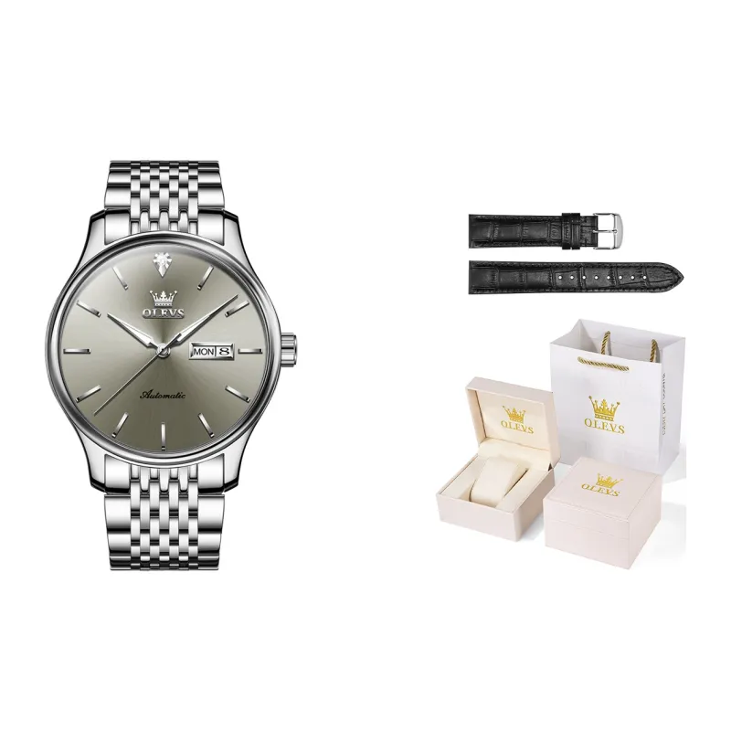 OLEVS Play The Cool Series Mechanical Movement Stainless Steel Watchband Watch Men's Watches White Dial-10