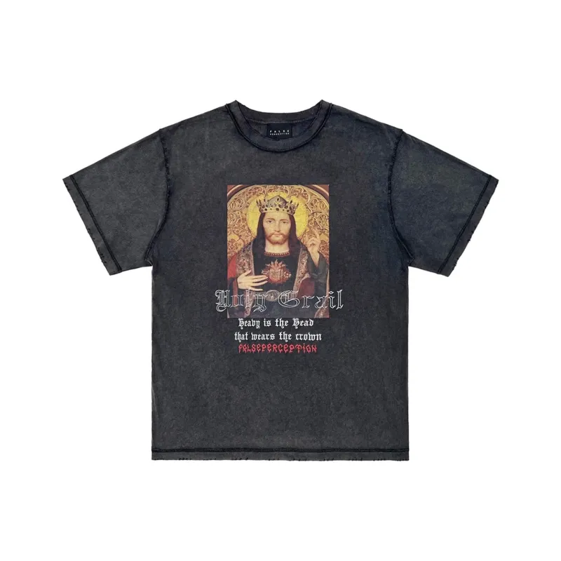 False Perception SS24 T Shirt Unisex Washed Black-0