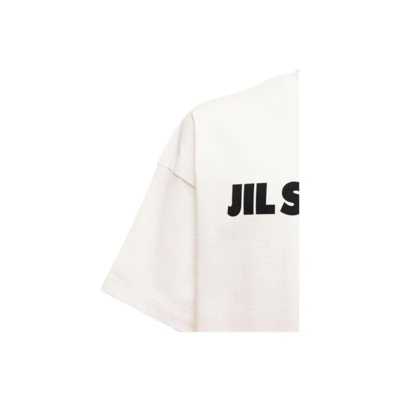 JIL SANDER Boxy Fit Logo Print Cotton T Shirt-5