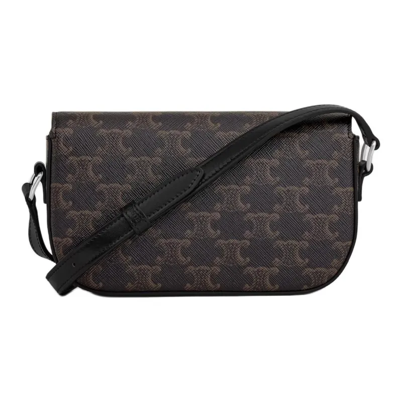 CELINE TRIOMPHE Canvas Shoulder Bag Small Size Women's Black-2