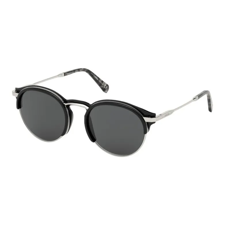 OMEGA Metal Round Sunglasses Men's Black-0