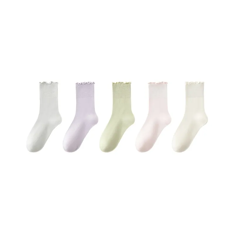 MIIOW Mid Calf Socks Women's 5 Pack-4