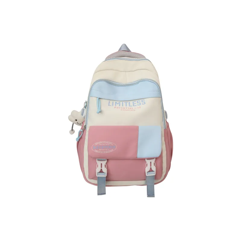 Deli Bear Nylon Backpack Unisex Black/Red & Blue/Pink & Blue/Blue & Red/Gray & Khaki-5