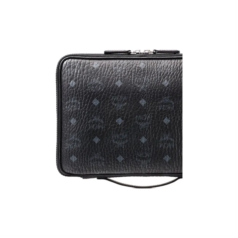 MCM Essential Visetos Origina Nylon Fabric Clutch Small Size Women's Black-4