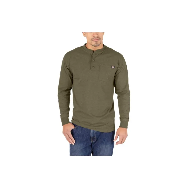 Dickies Heavyweight Heathered Long Sleeve Henley T-Shirt T-Shirt Men's Green-0