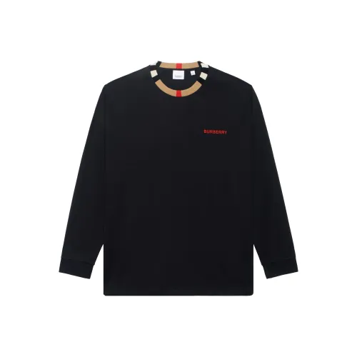 Burberry Icon Stripe Trim Cotton Sweatshirt