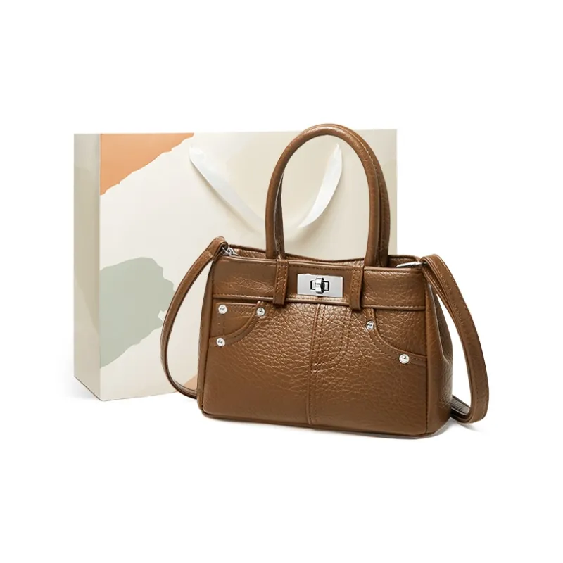 15 MINS Synthetic Leather Tote Handbag Shoulder Bag Crossbody Bag Regular Women's Ecru/Brown/Black-4