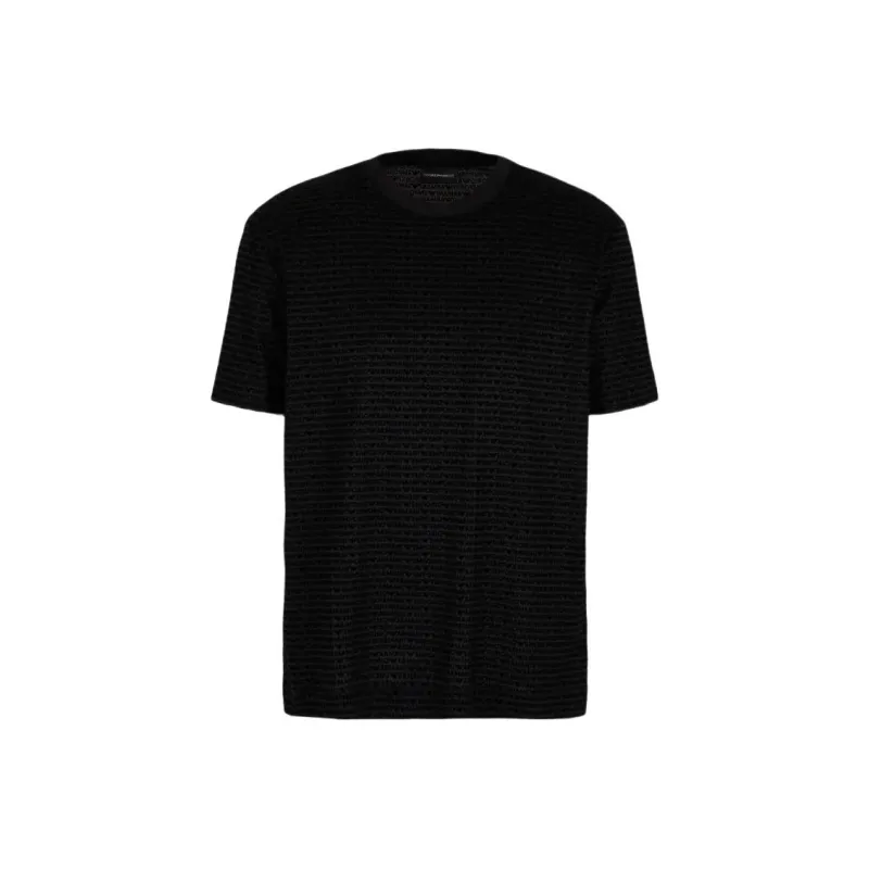 EMPORIO ARMANI Asv Lyocell blend Jersey T shirt With All over Flocked Logo Lettering-3