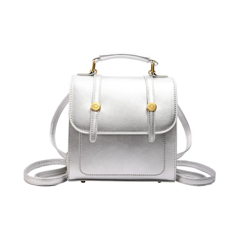 Yalu PU Crossbody Handheld Backpack, One Shoulder Backpack Women's Ecru/Silver/Black/Coffee/Pink-14