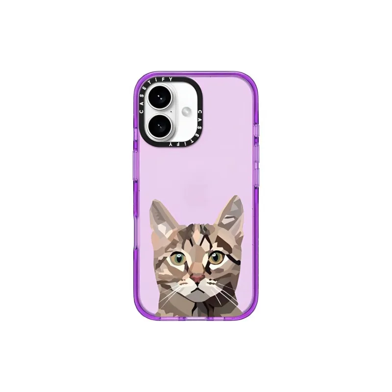 CASETIFY PC Material Impact Resistant Big Face Cat Phone Cases Compatible With IPhone 16 Collection Minimalist-3