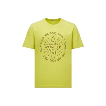 Moncler Embroidered Surf Motif T Shirt T Shirt Men's Yellow