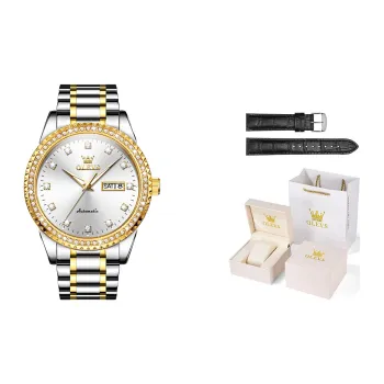 OLEVS Mechanical Movement Stainless Steel Watchband Watch Men's Watches White Dial