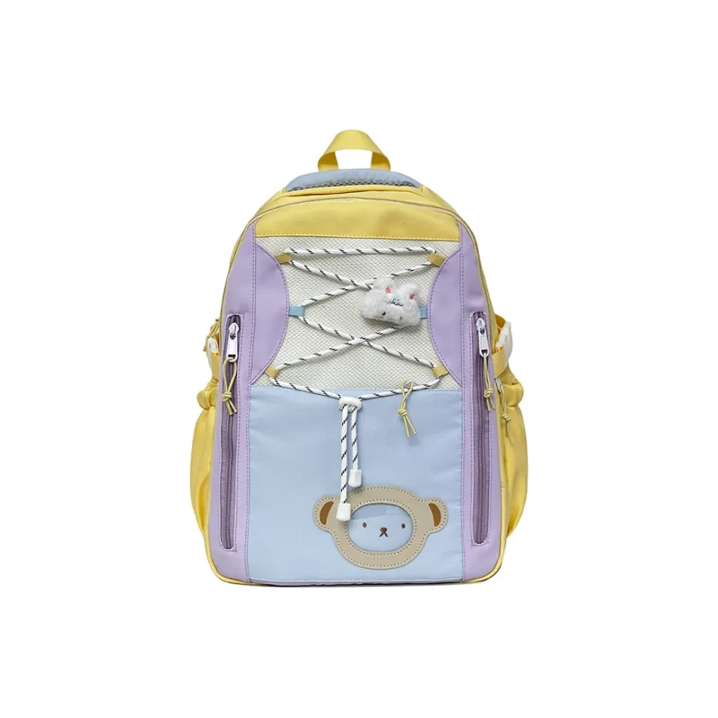Deli Bear Polyester Backpack Women's Pink/Purple/Blue/Black/Yellow-16