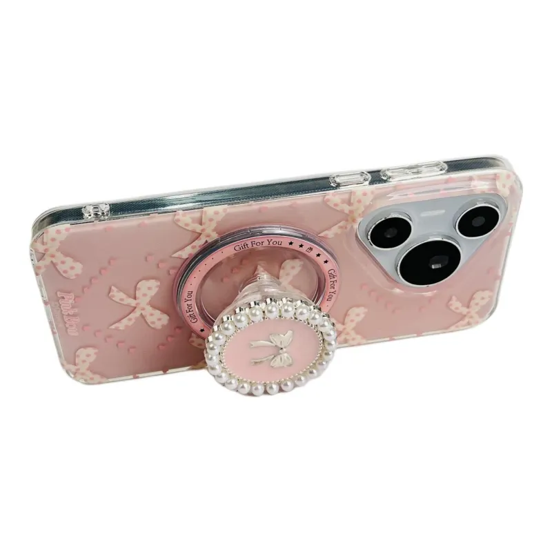 Sopi Acrylic Material Foundation Bow Phone Cases Compatibility  Huawei Mate 70/60/50/40 Pro/Pura 70/70 Pro+-3