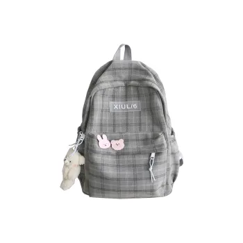 URBAN FOREST Cotton Linen Blend Backpack Unisex Black/Gray/Purple/Blue/Green