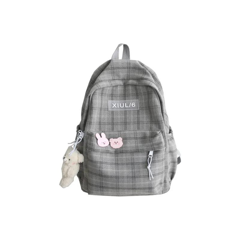 URBAN FOREST Cotton Linen Blend Backpack Unisex Black/Gray/Purple/Blue/Green-0