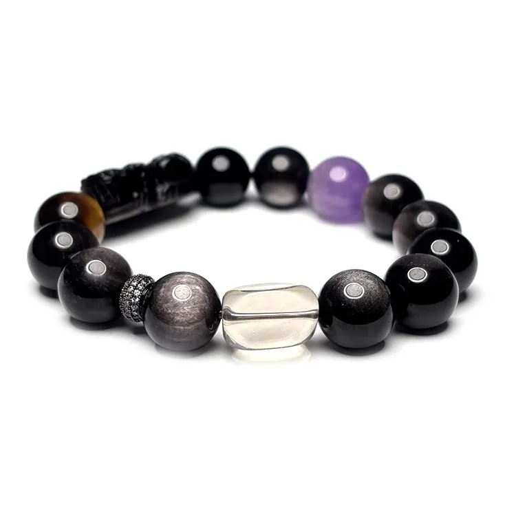 MOUNTAINS AND MANS Obsidian New Chinese Style Luxury Good Luck Beaded Bracelet Men's-3