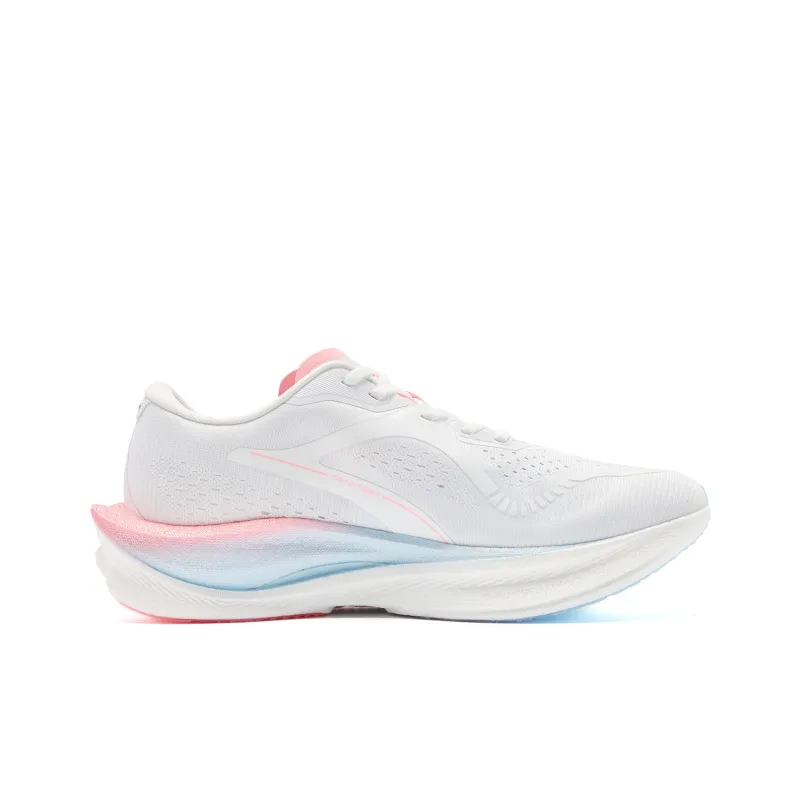 QIAODAN Strong Wind 3.0 Cushioned Slip Resistant Abrasion Resistant Low Top Marathon Running Shoes Men's White Pink-1