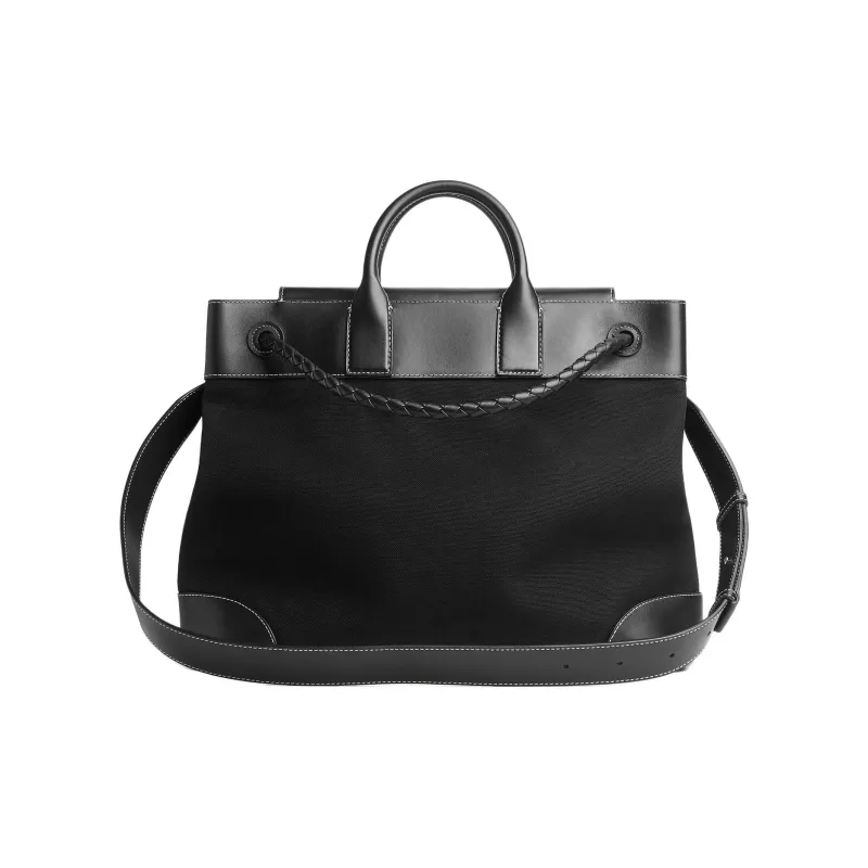 Bottega Veneta Linen Tote Bag, Shopping Bag, Shoulder Bag, Crossbody Bag, Handbag Regular Men's Black-2