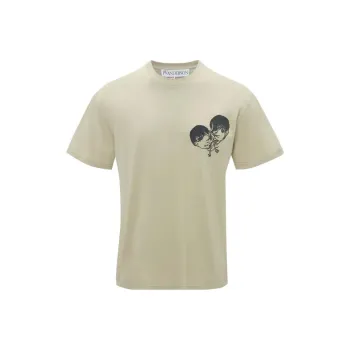 JW Anderson Embroidered T Shirt   Pol Anglada Artwork T Shirt Men's Beige