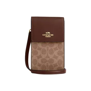 COACH Canvas Cell Phone Pouch Mini Women's Tan