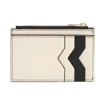 Valextra Leather Card Holder, Coin Purse Men's White/Black