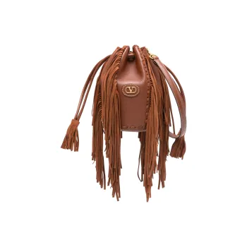 Valentino VLogo Signature Cow Leather Bucket Bags Shoulder Bags Women's Brown