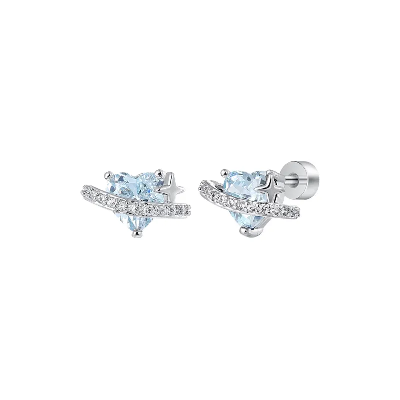MISS XIA JWY Titanium Steel Zircon Stud Earrings Unisex-15