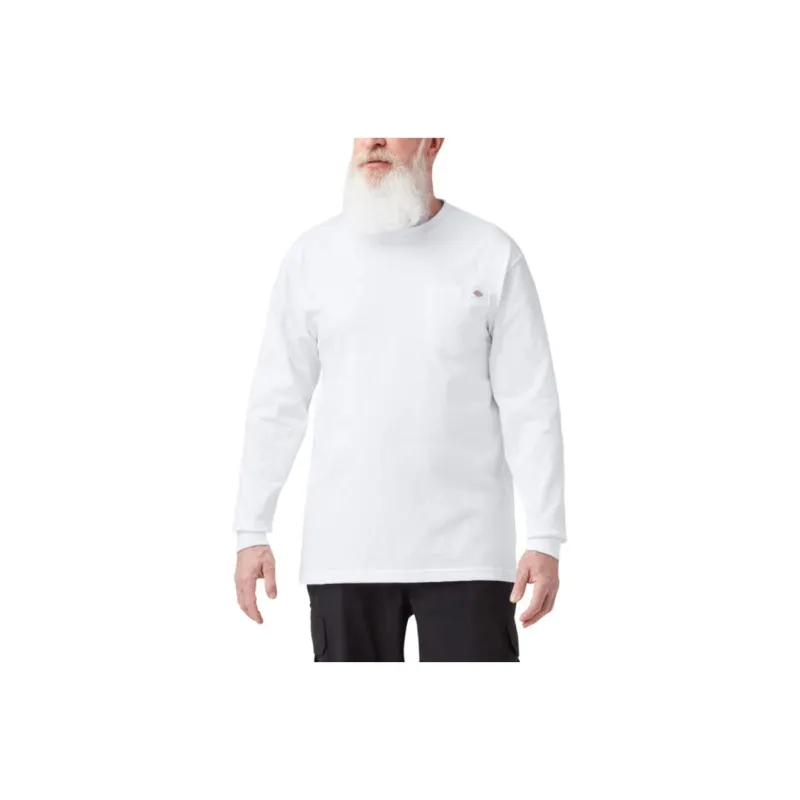 Dickies Heavyweight Long Sleeve Pocket T Shirt T Shirt Men's White-0