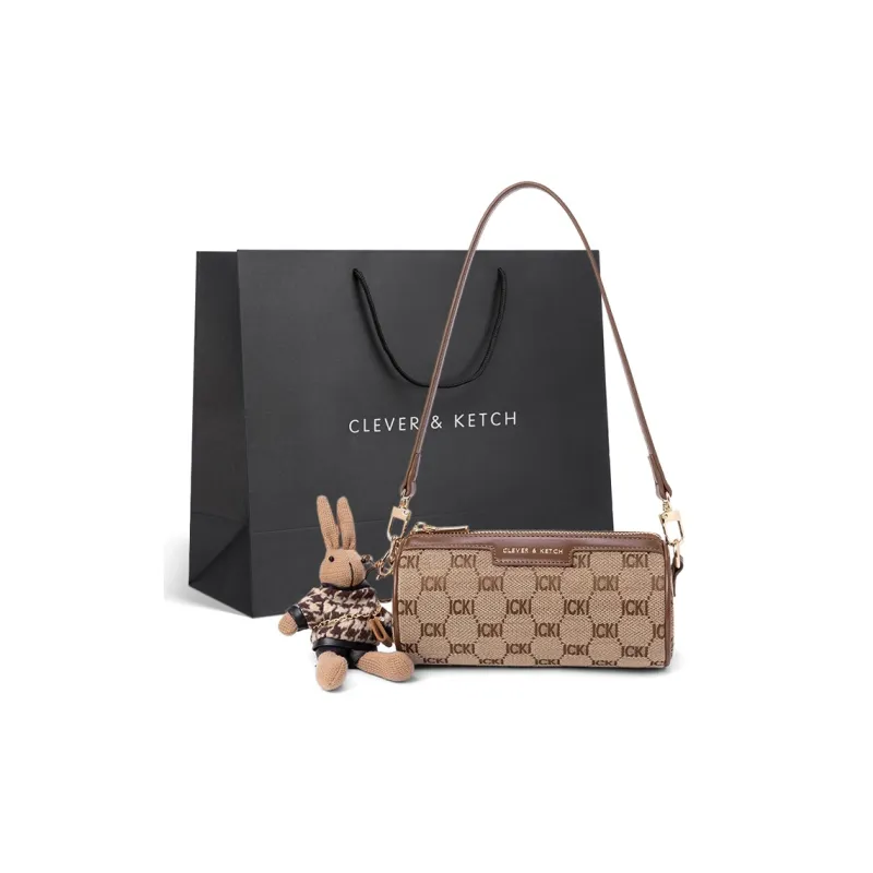 CLEVER& KETCH PU Cylinder Bag Underarm Crossbody Bag Shoulder Bag Regular Women's Coffee-6