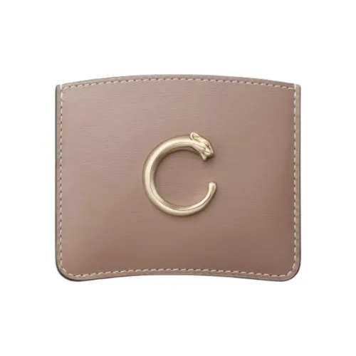 CARTIER Panthère De Cartier Calfskin Card Holder Unisex Clay