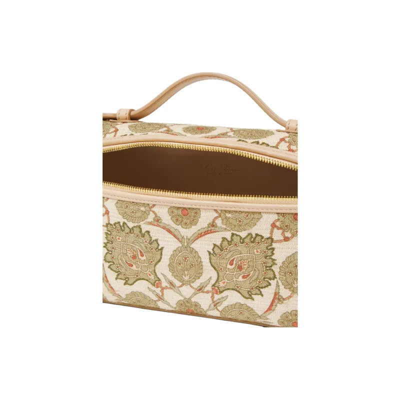 Loro Piana ExtraPocket Silk With Cow Leather One Shoulder Handbags Women's Sunset Glow & Green Fluorite & Sun Gold-2