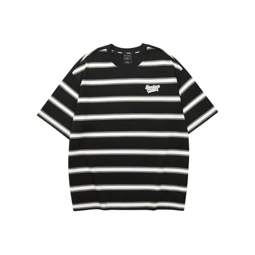 Skechers Colorful T Shirt Unisex Black Background With Grey White Stripes