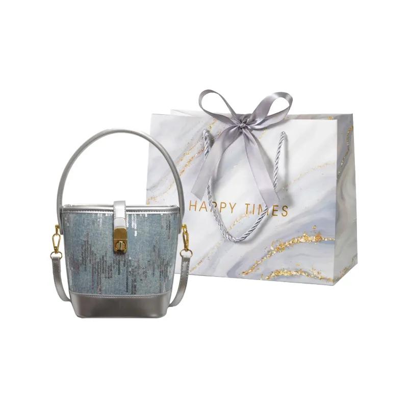 Miss Angel Fabric Handbag Crossbody Bag Women's Silver Black Brown-0