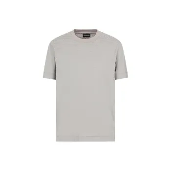 EMPORIO ARMANI Asv Lyocell blend Jersey T shirt With All over Flocked Logo Lettering