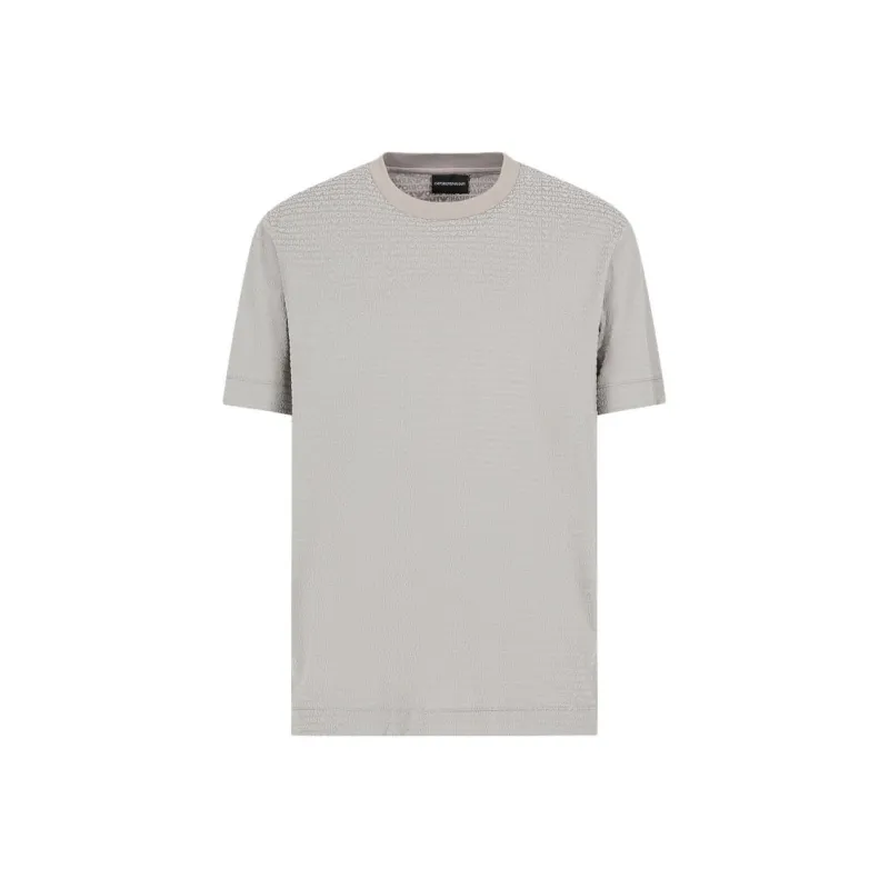 EMPORIO ARMANI Asv Lyocell blend Jersey T shirt With All over Flocked Logo Lettering-0