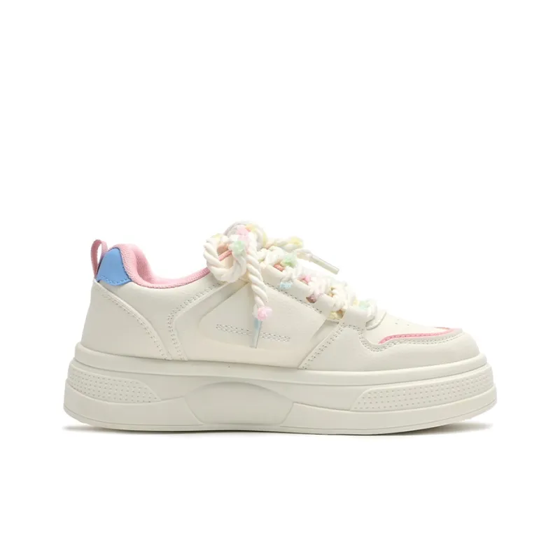 RENBEN Lightweight Breathable And Supportive Low Top Skateboard Shoes Women's Pink White-1