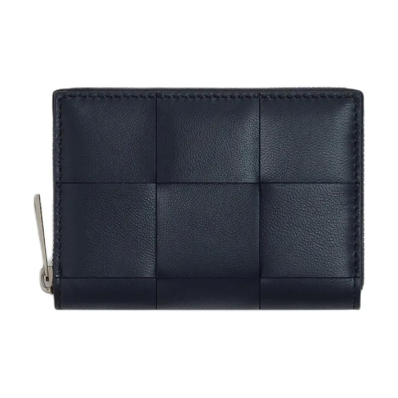 Bottega Veneta CASSETTE Calfskin Coin Purse Men's Space Blue & Russet-1