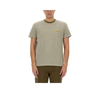 WOOLRICH Logo Embroidered Striped T Shirt