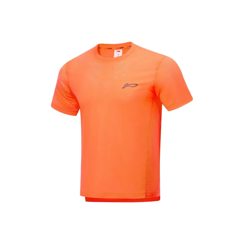 LINING Running Collection T Shirts Men Neon Vibrant Orange-0
