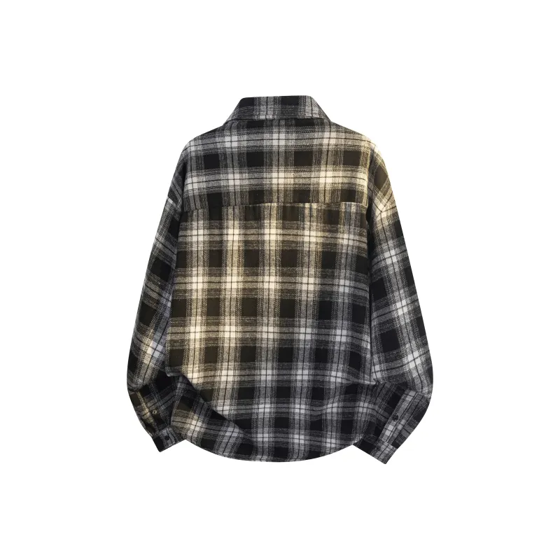 YATSI Shirt Unisex Black White Plaid-1
