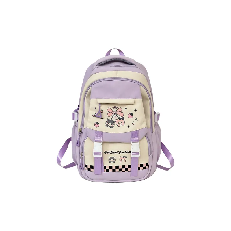 Deli Bear Nylon Backpack Women's Pink/Blue/Black/Yellow/Purple-17